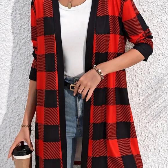 Nwt Casual buffalo plaid open cardigan - Picture 5 of 7